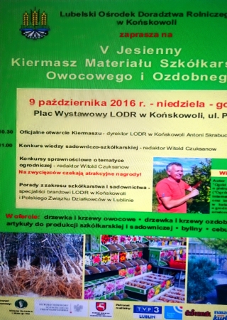 V Jesienny Kiermasz Materiału Szkółkarskiego Owocowego i Ozdobnego w Końskowoli