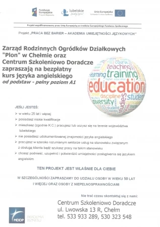 Bezpłatny kurs języka angielskiego z ROD "Plon" w Chełmie. Nie tylko dla działkowców!