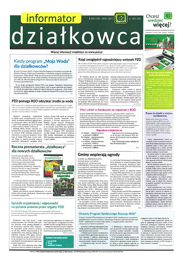 Informator działkowca kwiecień/maj 2021