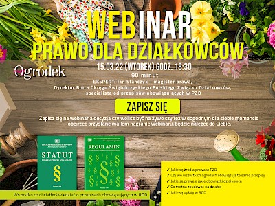 Prawo dla działkowców – darmowy 90-minutowy webinar 15 marca, 18:30 -