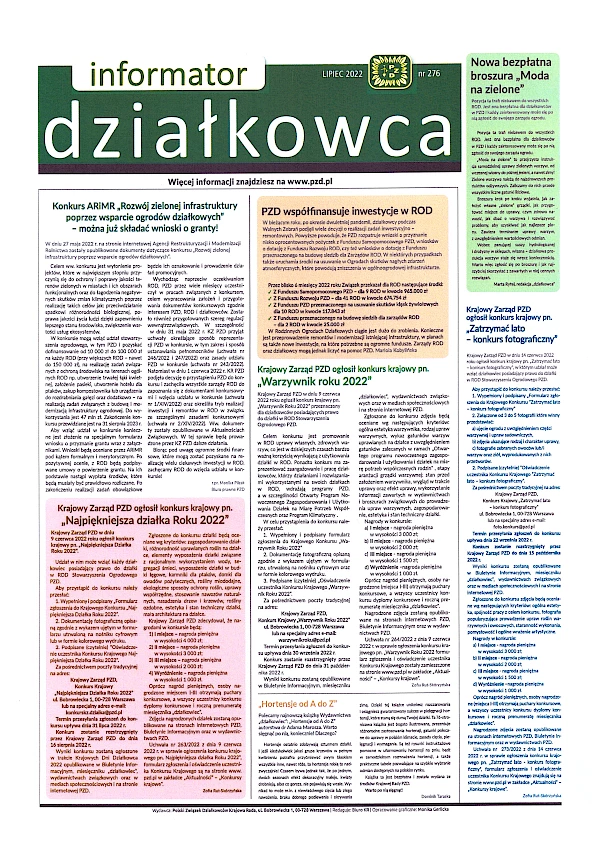 Informator działkowca lipiec 2022